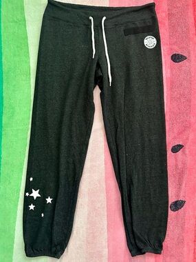VINTAGE Peloton Charcoal Joggers with Silver Foil Stars Size M